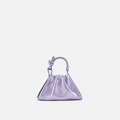 Ruched Soft Nappa Leather Knot Mini Top Handle Bag With Chain Strap
